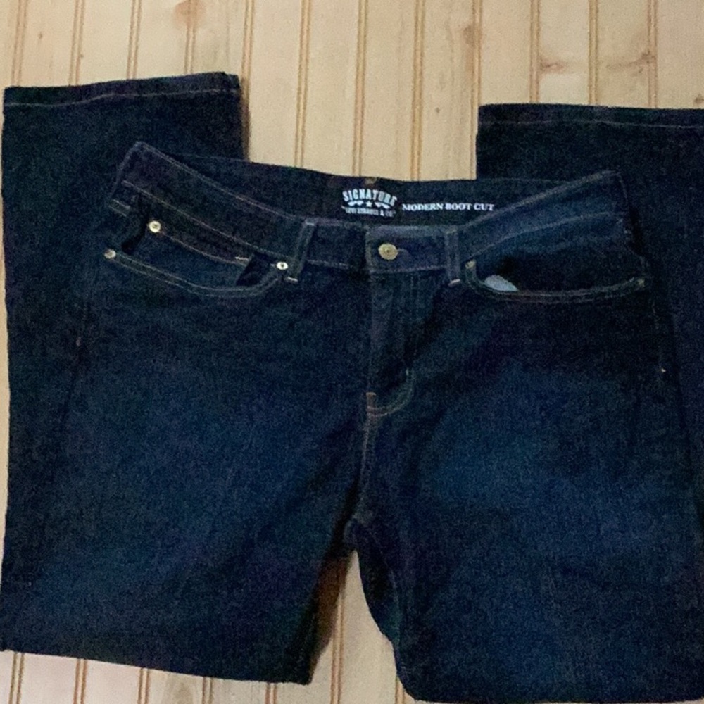 Levi Strauss Signature Dark Wash Denim Modern Boot Cut Jeans 16 Short